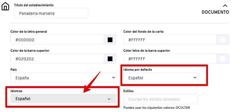 Opciones avanzadas para configuración de idiomas