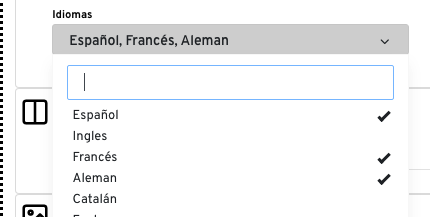Selección de idiomas disponibles