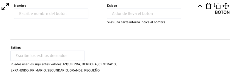 Opciones avanzadas del botón