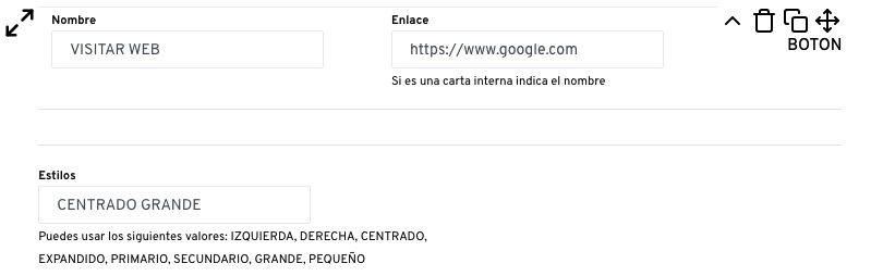 Configuración personalizada del botón