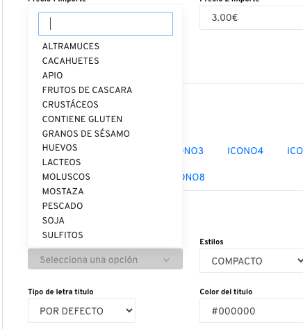 Listado de alérgenos e intolerancias