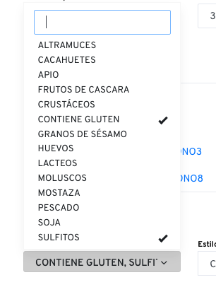 Selección de iconos para alérgenos